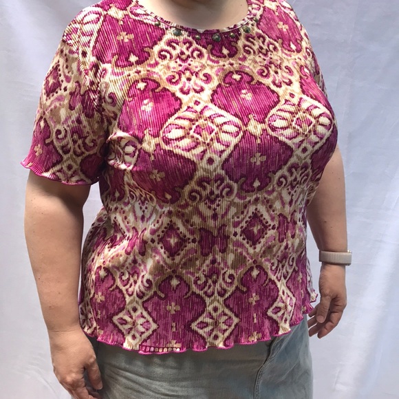 🌻3/25🌻 AD Pleated Blouse Distressed Beading - Picture 2 of 7